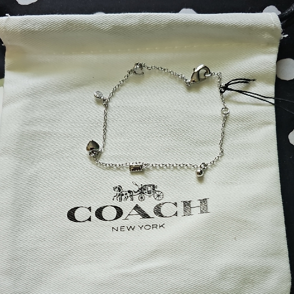 Coach Silver-Tone Heart & Charm Delicate Bracelet
